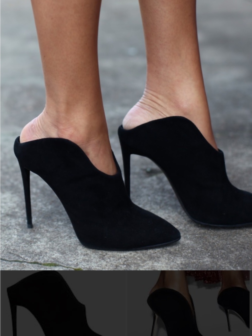 Giuseppe Zanotti Black Suede Pointed Toe Stiletto Mule Heels Size 36.5